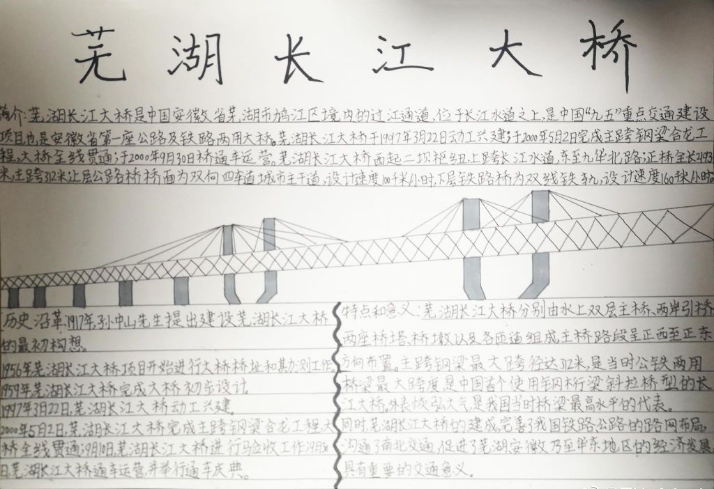 芜湖长江大桥手抄报